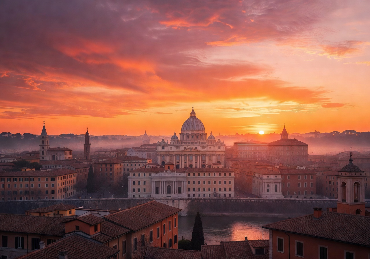 Beautiful Rome sunset skyline